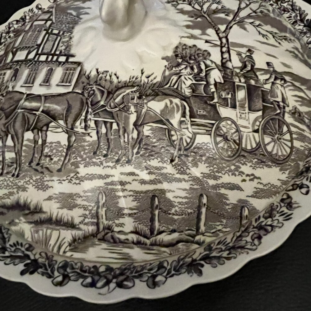Transfer ware Brown Ironstone Casserole Bowl - Picture 4 of 12